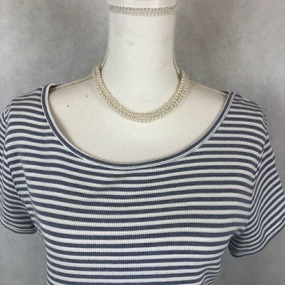 Sz L Wild Fable Fitted Gray White Stripped Dress - Picture 5 of 8